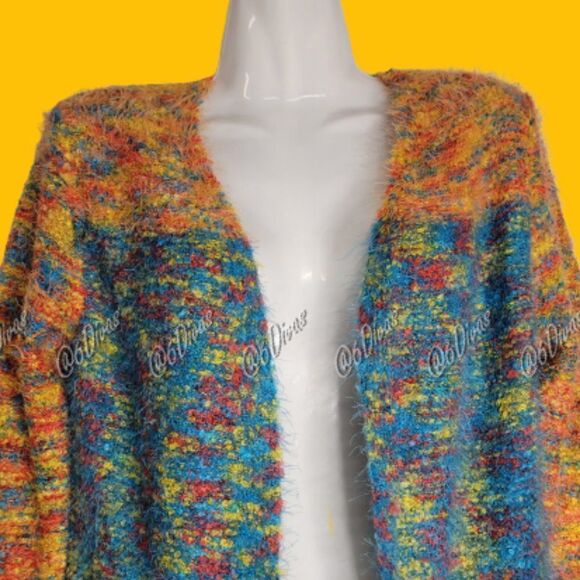 𝅺MULTICOLOR Cotton  Soft Lightweight Sweater Cardigan Jacket Coat- Size S - Picture 9 of 9